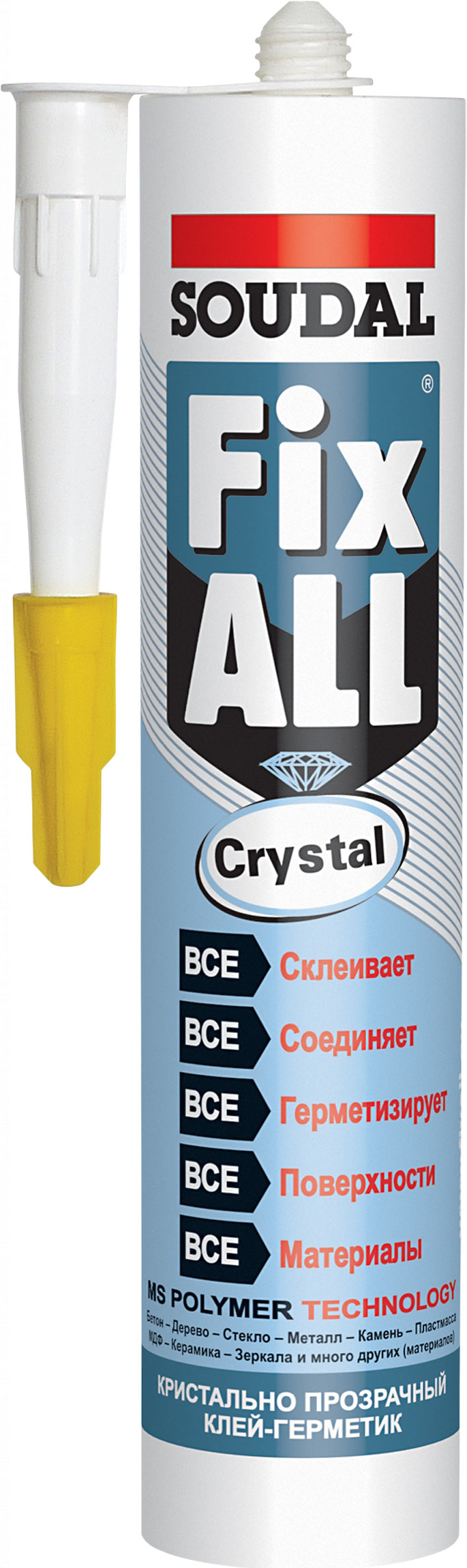 Soudal Fix All Crystal. Прозрачный клей-герметик Бельгия.